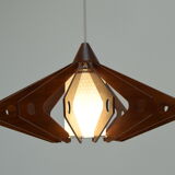 Mid-century wood pendant/drevo humpolec,czechoslovakia,1970's