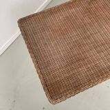 Table basse osier tressé et métal 1960