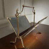 Magazine rack in brass and smoked glass, Maison Jansen style, 1950s