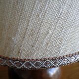 Vintage lamp 60s/70s foot glazed stoneware lampshade woven linen