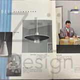 BLACK METAL PENDANT LAMP WITH DIFFUSER BY LOUIS KALFF FOR PHILIPS, 1950S