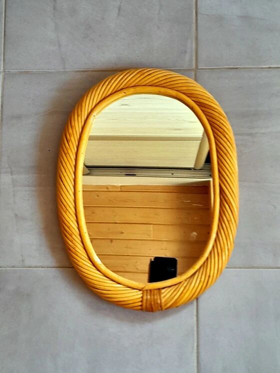 Miroir en rotin