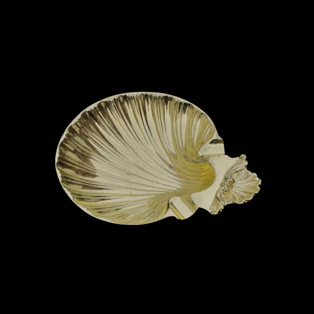 Ashtray or shell-shaped trinket tray in gilded zamak – EP Zinc, Italy, 1960s