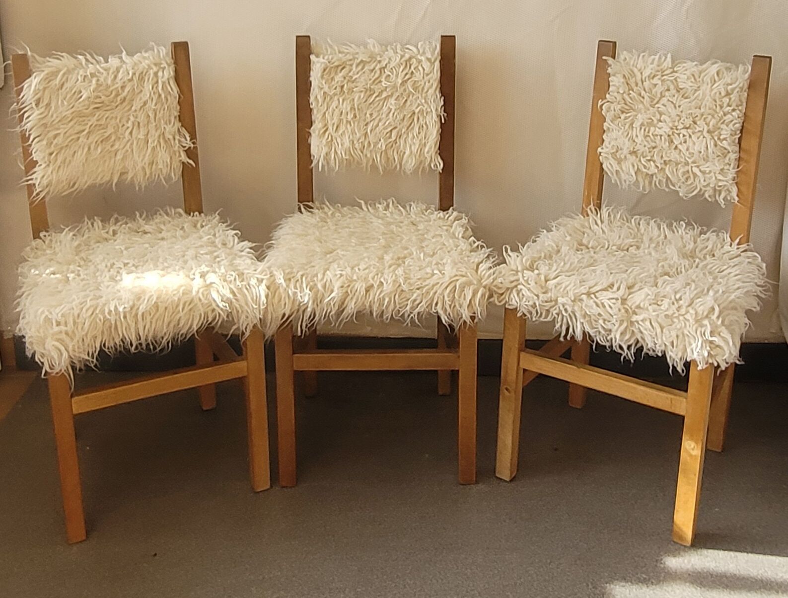 Chairs moumoute wood and wool deco savoyard chalet