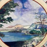 Circular earthenware dish from Gien