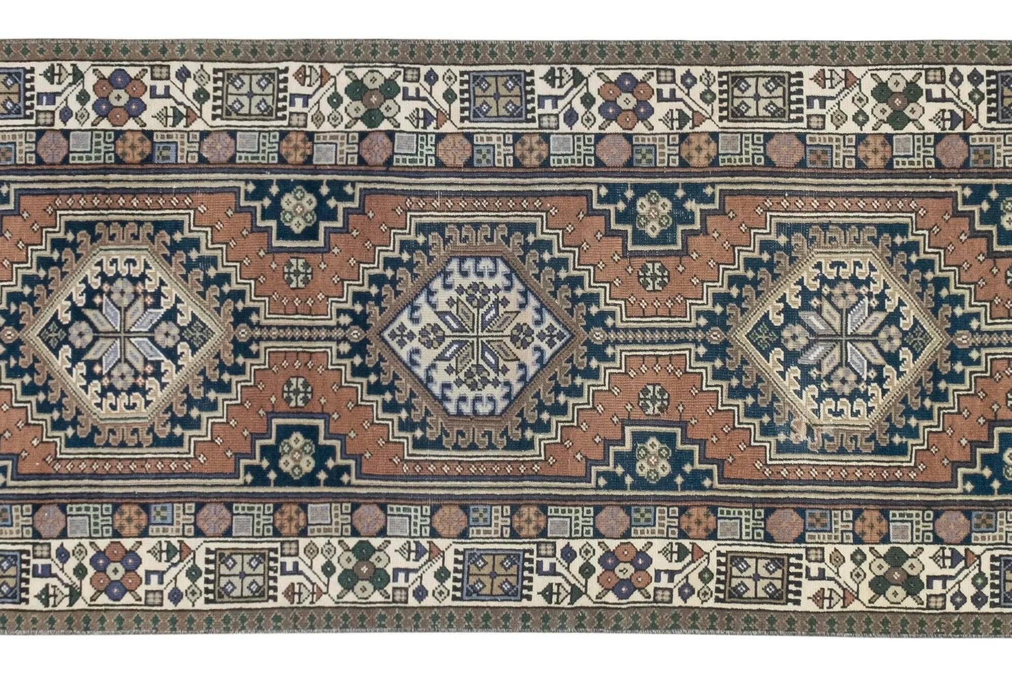 Vintage Turkish hallway rug 80x386 cm