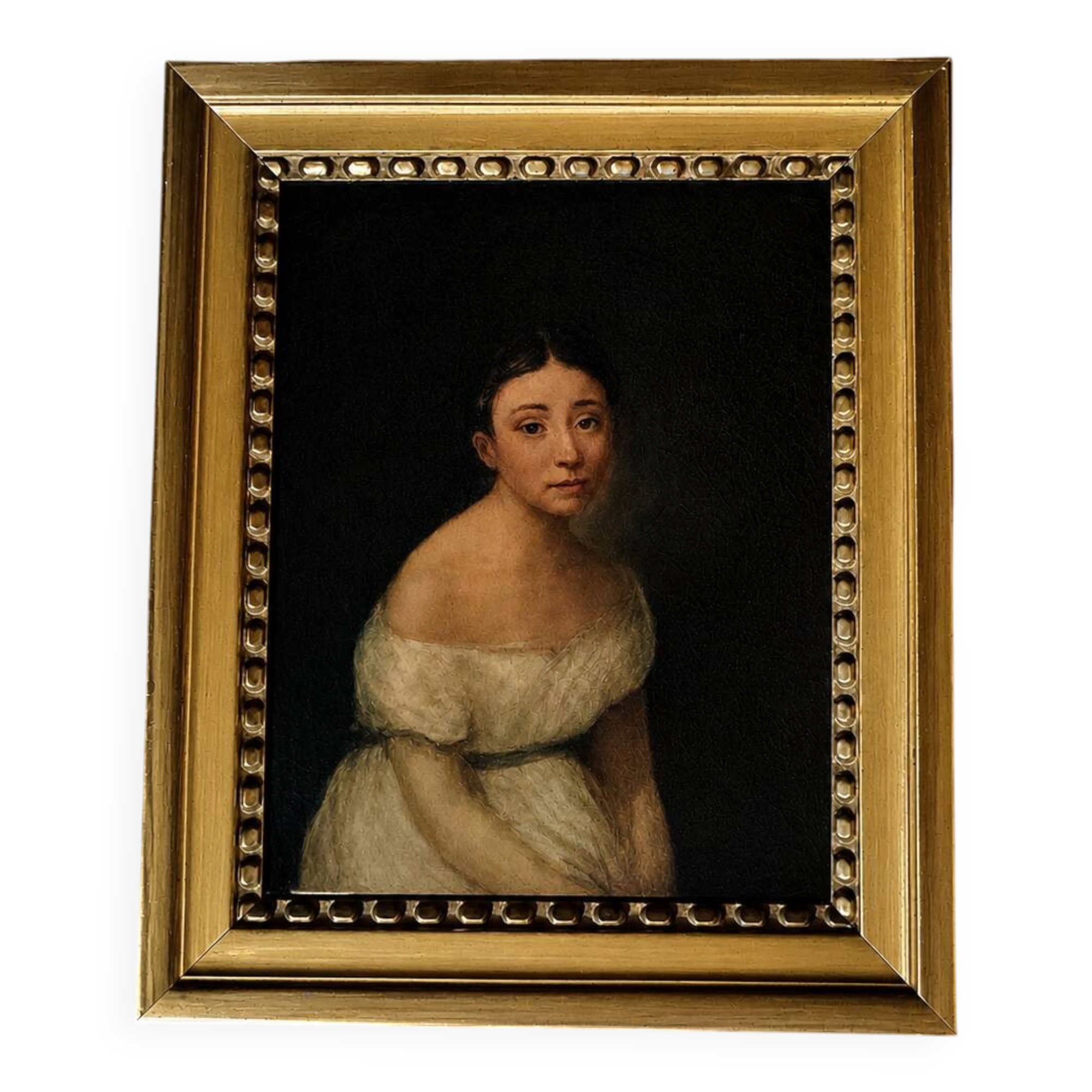 Tableau portrait ancien huile sur toile XIXème siècle