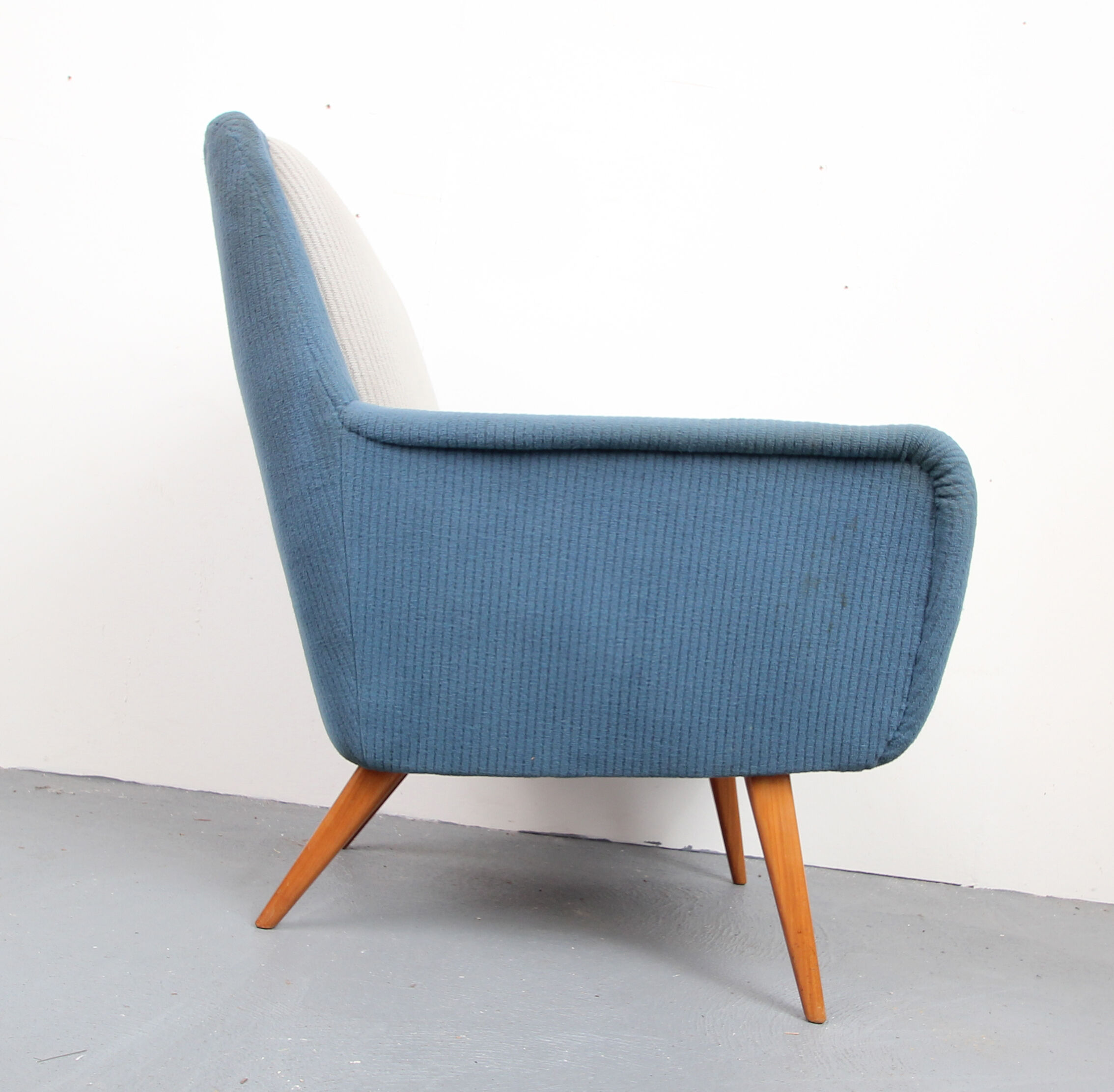 1950s armchair in grey and blue
