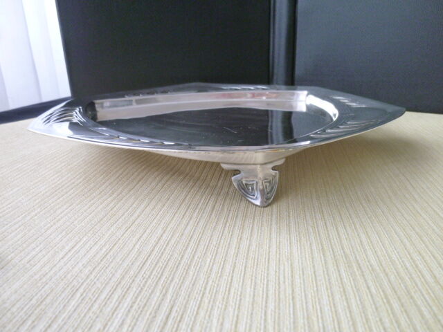 Art Deco Style silver metal presentation tray