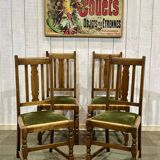 Set of 4 English oak chairs from the 1930s