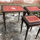 Series 3 Tables Trundles Wood Bent Feet + Top Embossed Leather Vintage Red