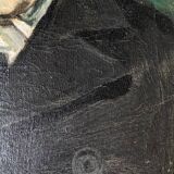 Old oil on canvas portrait of a man from the 20th century, countryside decoration, golden frame