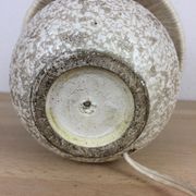 Art Deco ball lamp, white tense ceramic, wool lampshade