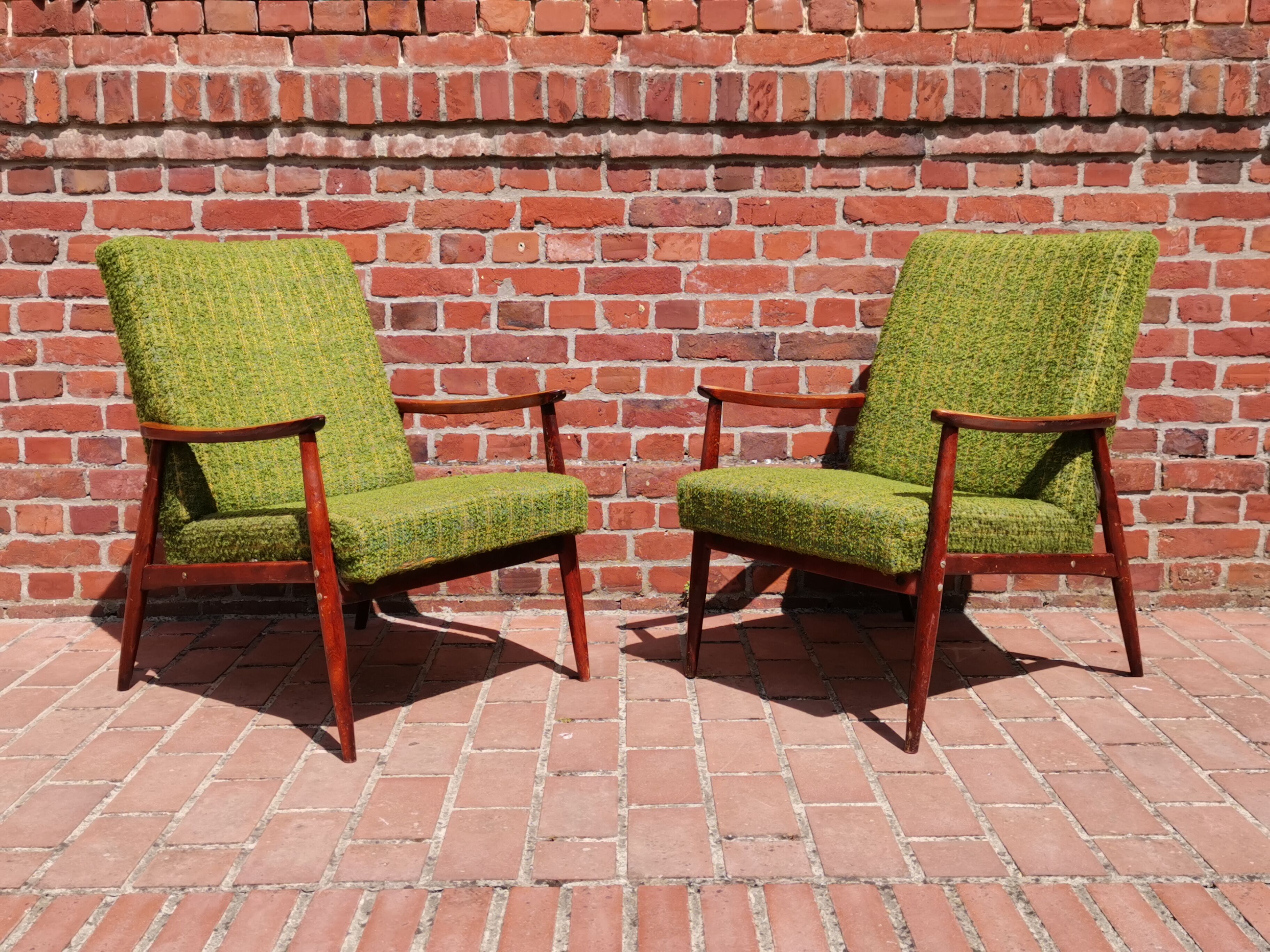 Pair of Czechoslovak armchairs green Jitona 1960