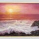 Peinture à l'huile "Coucher de soleil en mer"