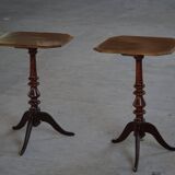 Pair of English side tables / pedestals, walnut, mid-century, 1940s.