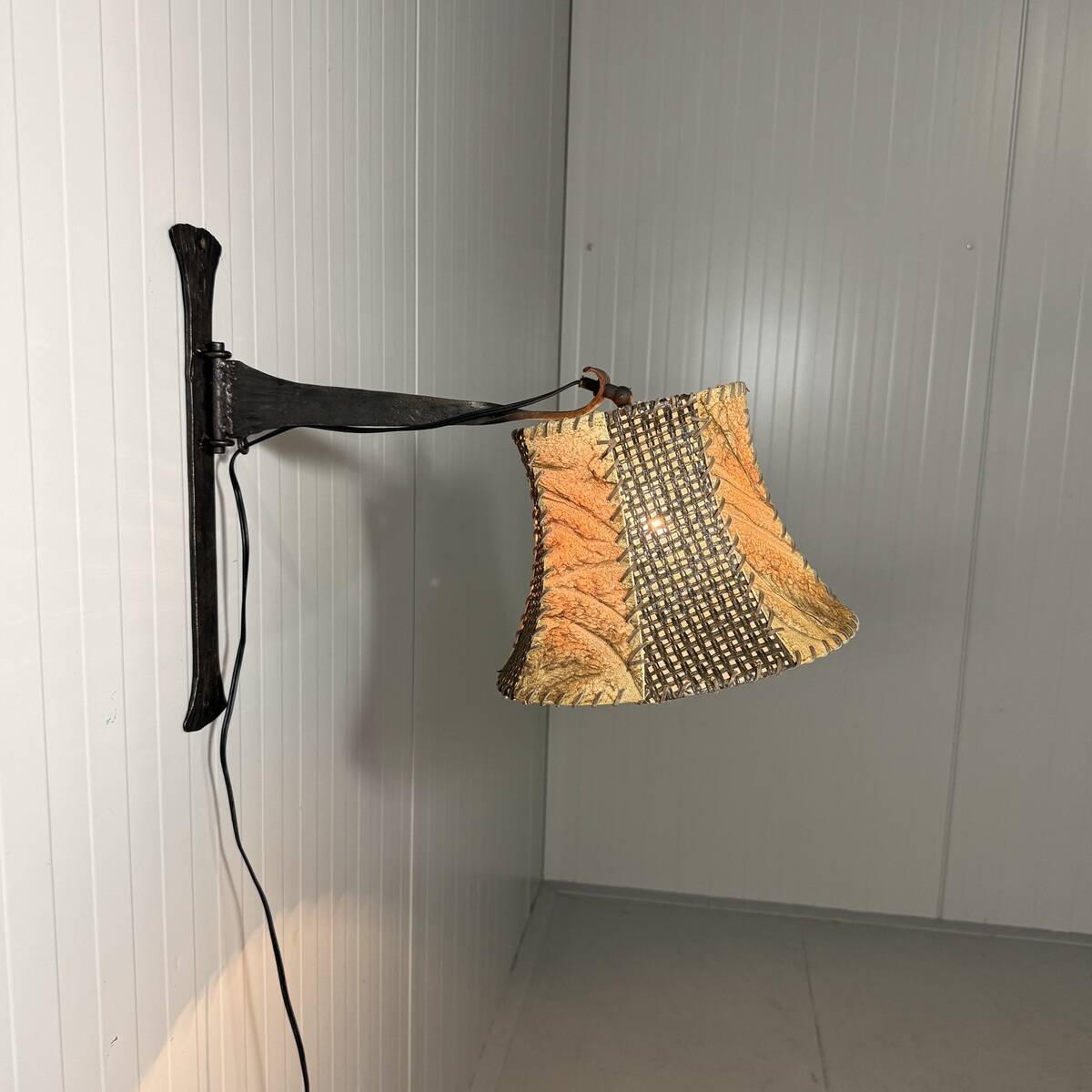 Brutalist wrought iron wall lamp 1970’s