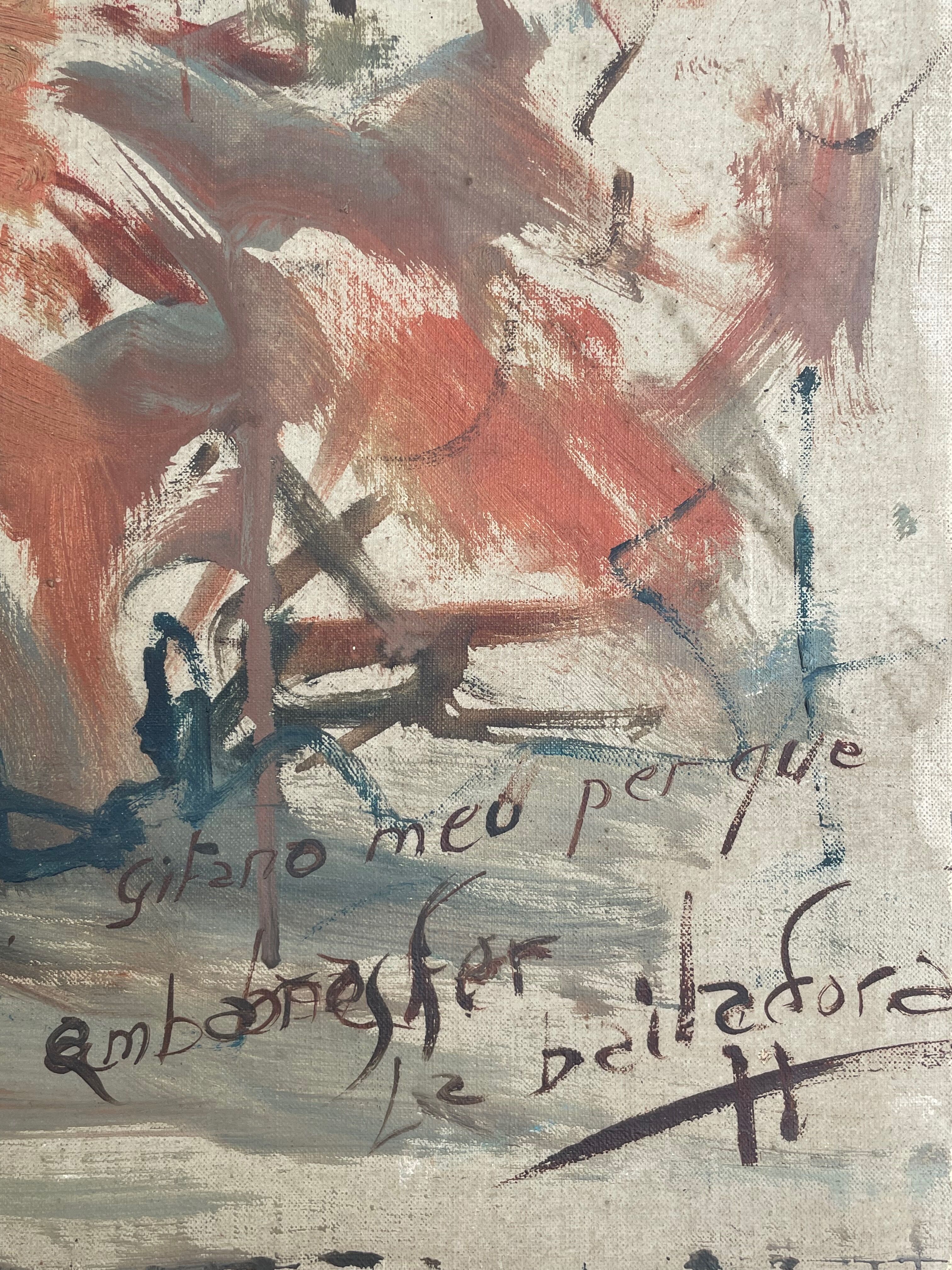 Painting old gypsy painting flamenco dancer La Baila Dora XXth