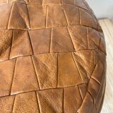 Patchwork leather pouf 70s