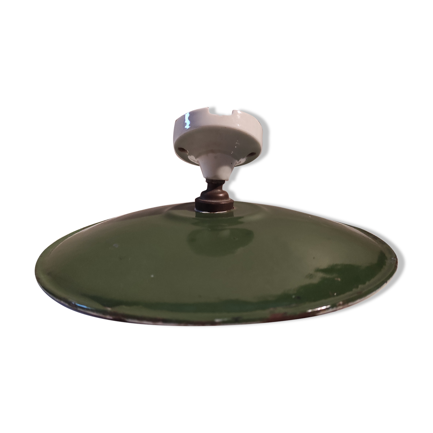 Wall lamp lampshade vintage enamelled sheet metal green and white