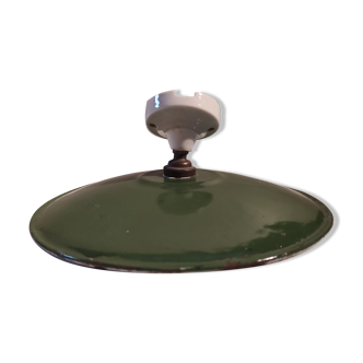 Wall lamp lampshade vintage enamelled sheet metal green and white
