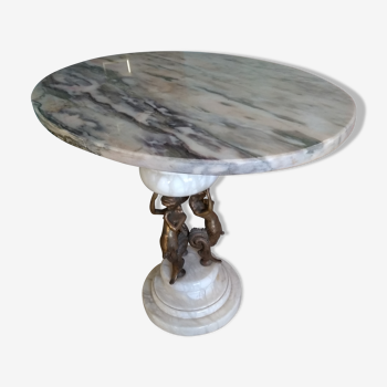 Marble and brass side table