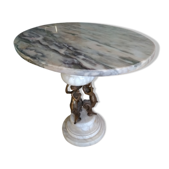 Marble and brass side table