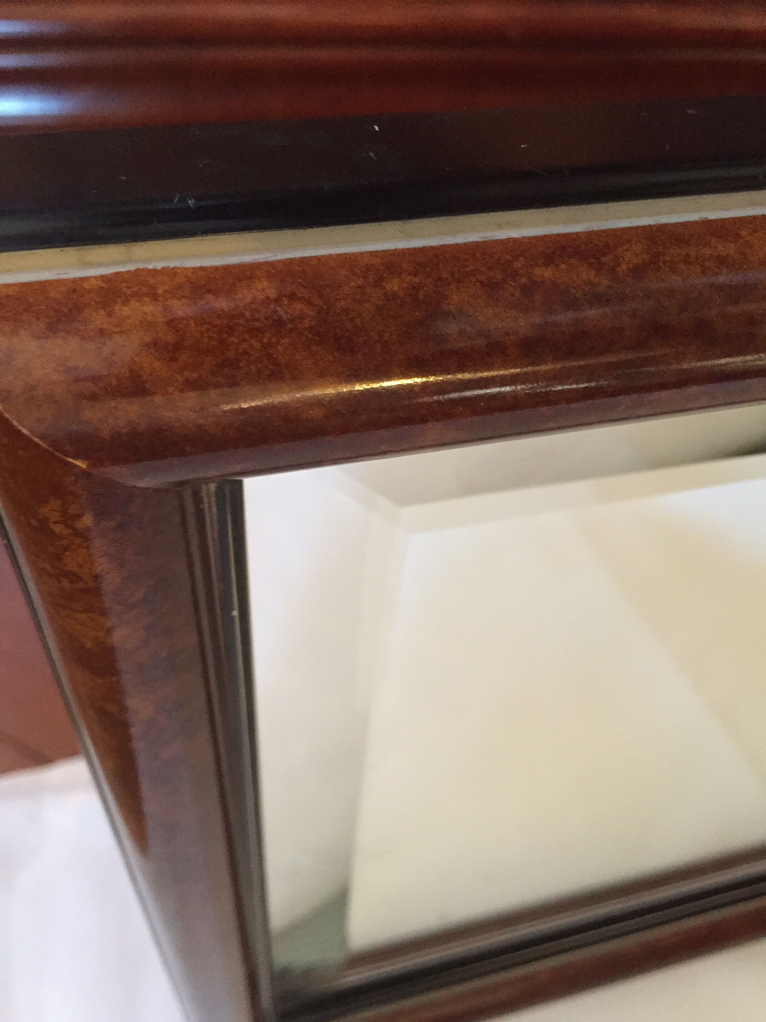 Vertical mirror in walnut 35x125cm