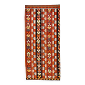 5x10 Pumpkin Orange & Red Kilim Rug, Vintage Turkish Kilim Rug, 143x313