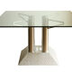 Industrial steel tube and diamond chequer plate table with a glass top, 1990s.