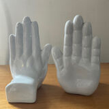 Pair of ceramic hand bookends in the 70s