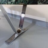 Vintage oval coffee table in stone and chromed metal from the 70s