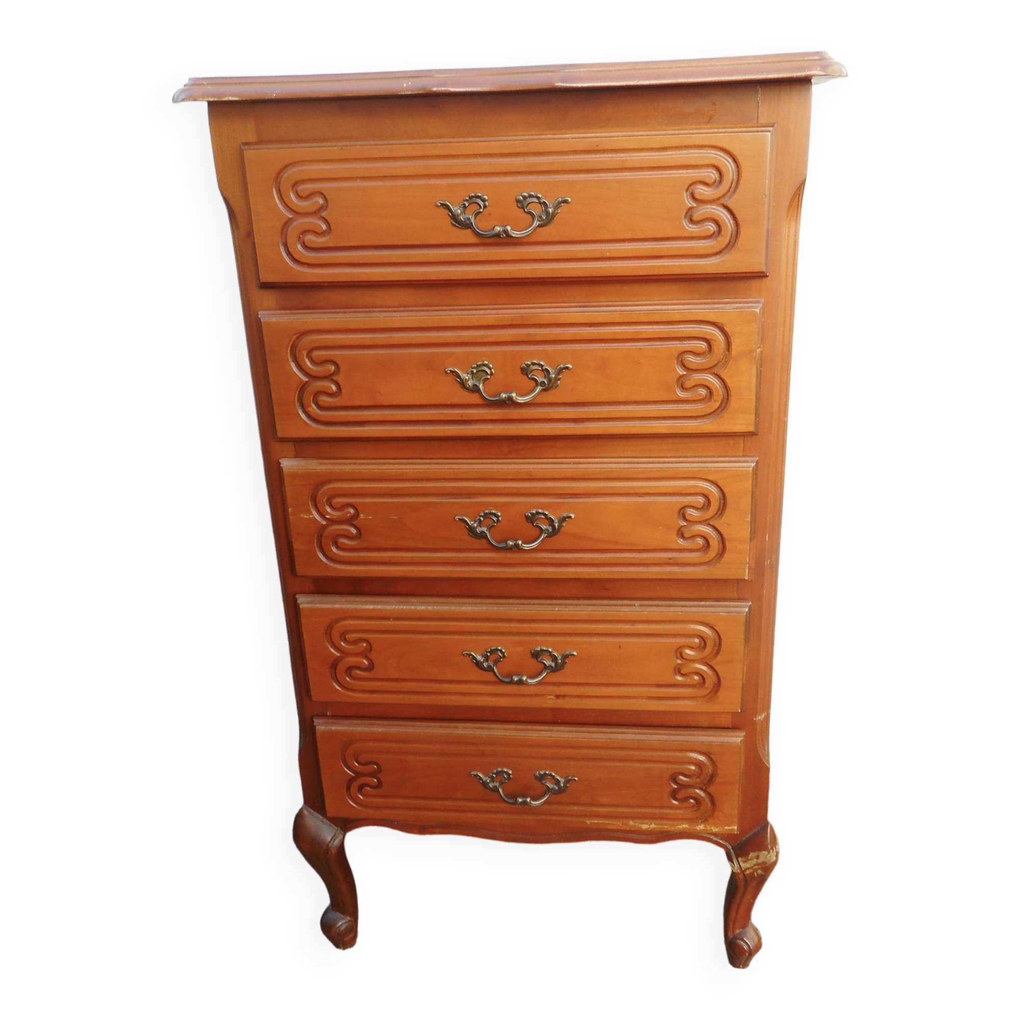 Cherry wood cabinet with 5 drawers