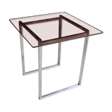 Table aluminum base and vintage glass top