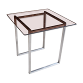 Table aluminum base and vintage glass top