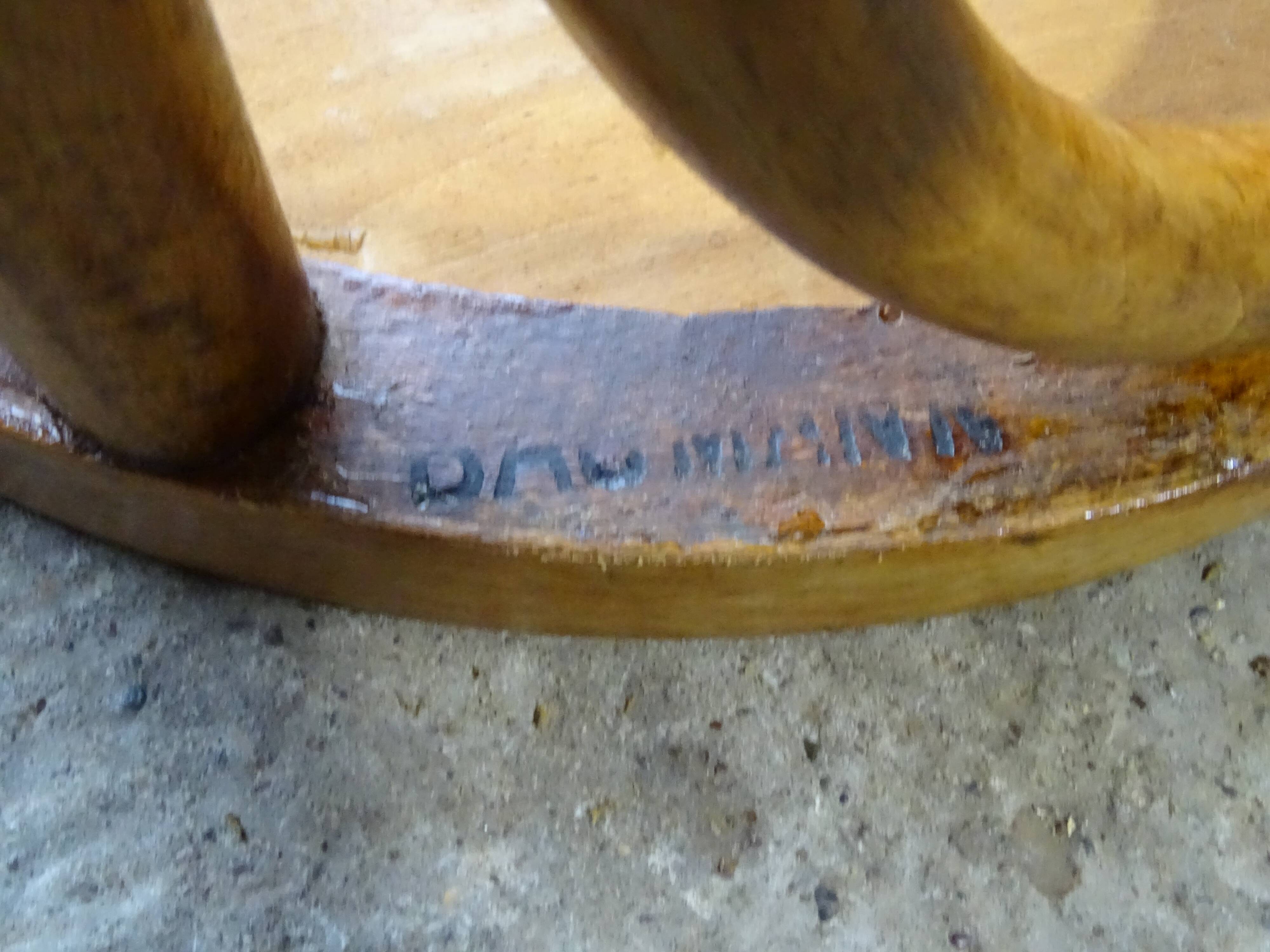 Wooden curved bistro stool 1950 Baumann