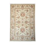Handmade ziegler carpet cream wool floral area rug- 100x147cm