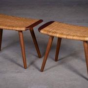 Tabourets en Teck et Tissé, Danemark, 1960s, Set de 2