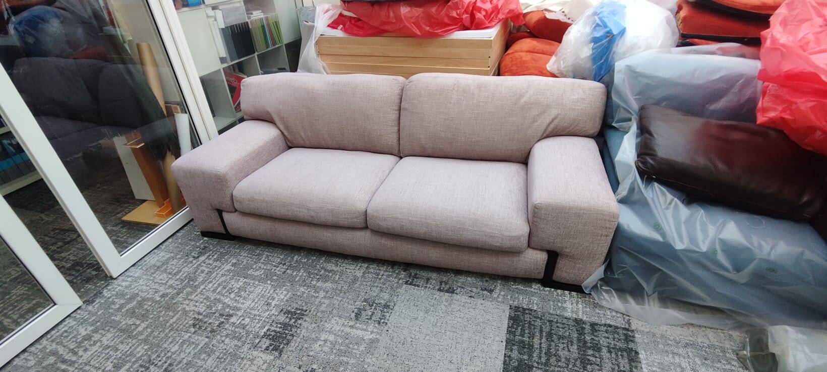 Beige 3-seater sofa, fully renovated.