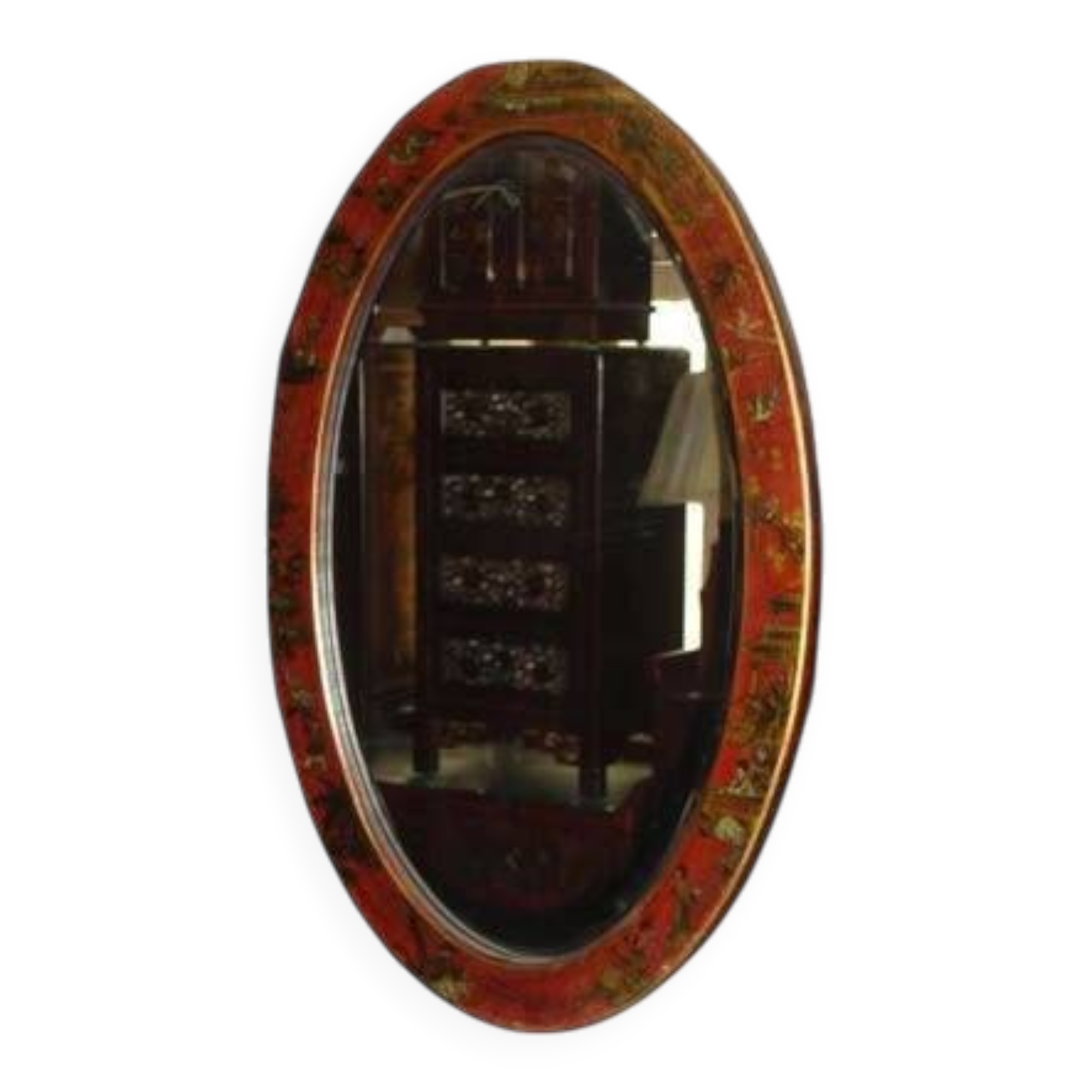 Miroir chinois oval façon cuir