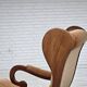 Chaise berçante scandinave des années 1960, velours de mobilier, bois de hêtre foncé.