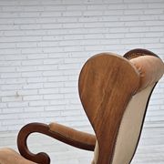 1960s, Scandinavian rocking chair, furniture velour, dark beech wood.
