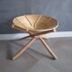 Corbeille sur pied vintage en bois,bambou et rotin