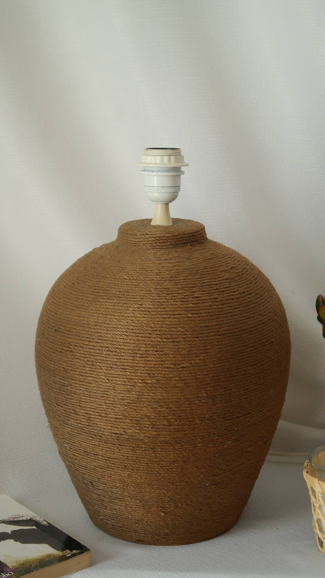 Vintage 70's natural rope lamp base