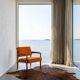 Vintage Orange Armchair Wool Upholstery Walnut Color Wood