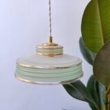 Pendant light in green granite glass with dome from the 1930s - 4 copies in stock