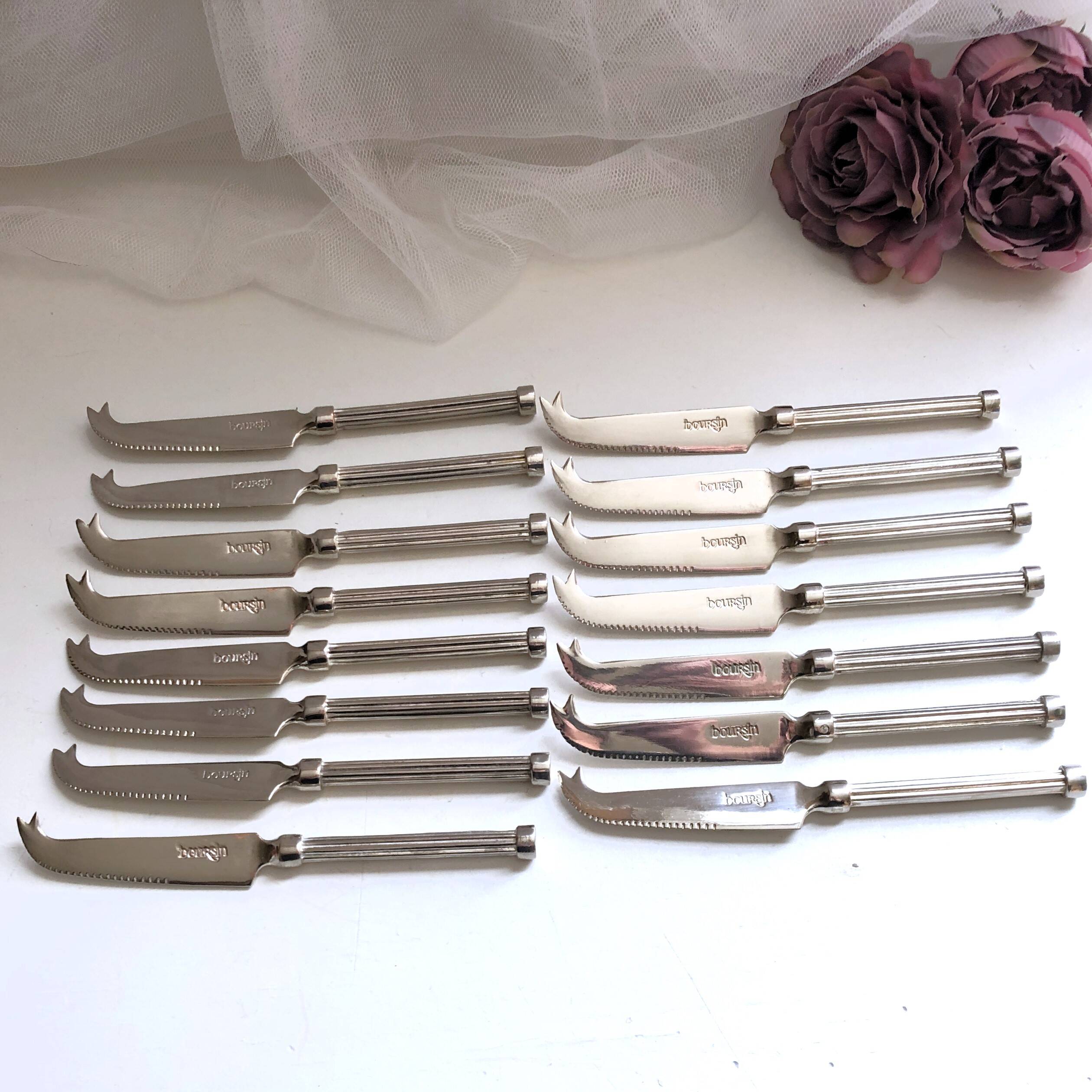 Lot de 3 petits couteaux à fromage métal argenté