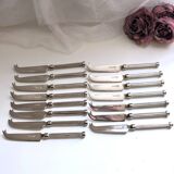 Set of 3 small silver metal cheese knives