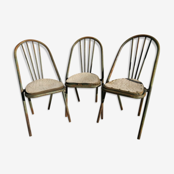 Set of 3 old industrial chairs Surpil bistrot