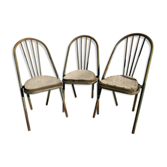 Set of 3 old industrial chairs Surpil bistrot